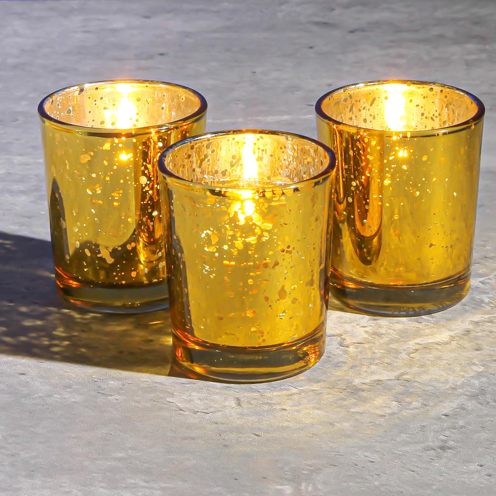 Richland Amber Gold Mercury Votive Candle Holders Set of 12
