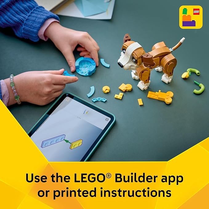 LEGO Creator 3 in 1 Cute Animals: Playful Puppy Dog Building Toy - Bedroom Decor for Girls & Boys Ages 8+ - Gift for Birthdays - Build a Dog Squirrel or Duck - 31382