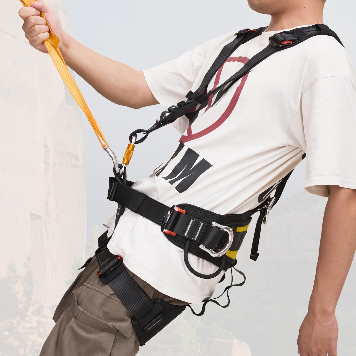 Full Body Climbing Harness, Thicken Widen Climbing Belts Safety Harness for Tree Climbing, Fire Rescue, Rappelling and Other Outdoor Adventure Activities