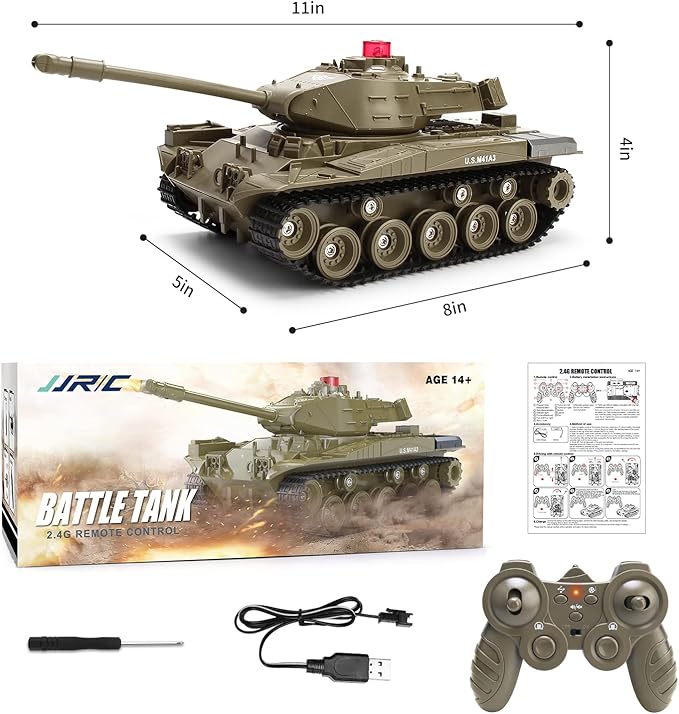 BEAURE Remote Control Tank for Kids M41A3 American Army Battle Programmable RC Tanks with Lights & Realistic Sounds RC Military All Terrain Off-Road Vehicles Great Gift Tank Toy for Boys