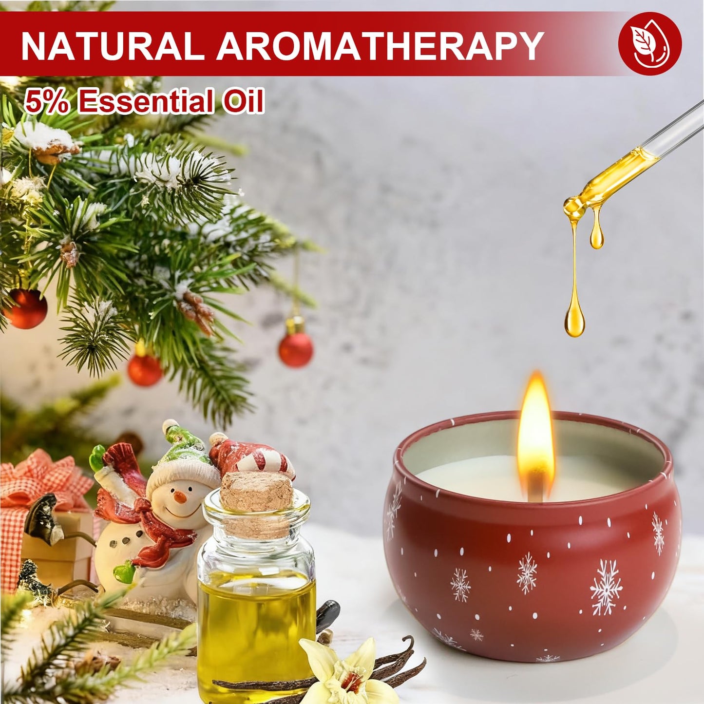 6 Pack Christmas Scented Candles with Natural Soy Wax, Long Lasting Aromatherapy Soy Candles for Home Scented, Christmas Candles Gift Set for Women & Friends