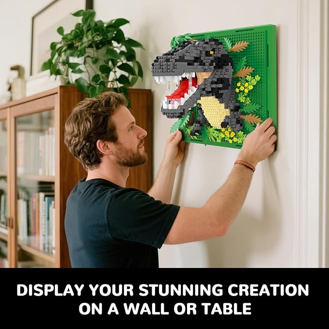 Dinosaur Animal 3D Wall Art Micro Mini Building Blocks Set Unique Home Wall Decor or Table Display Ideal Gift Toy for Adults & Teens 14+ (1263 PCS)