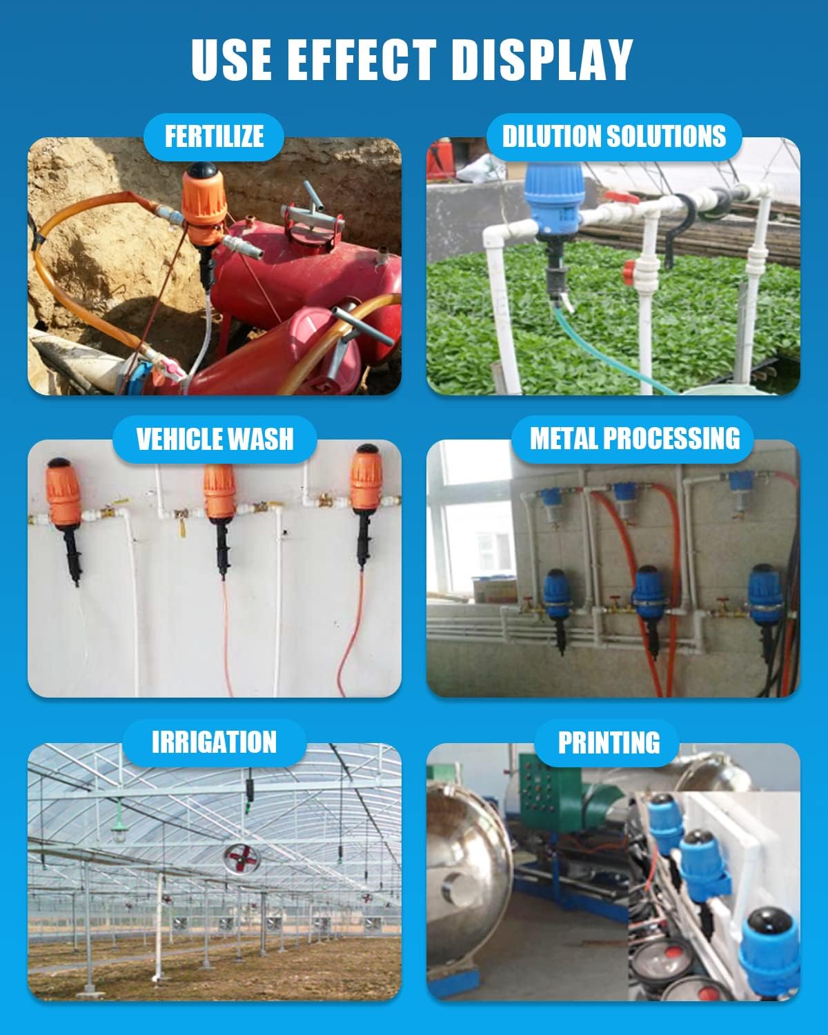 NEWTRY 0.2%~2% Fertilizer Injector w/ 3pcs Sealing Rings + 10 Springs