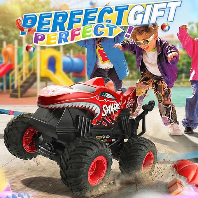 BEZGAR Monster Truck Toys Remote Control Monster Truck with Dancing Spins Lights & Music 1:20 Remote Control Car for Boys 4-7 5 6 7 8 9 10 +Year Old Boys Birthday Gifts (Red)