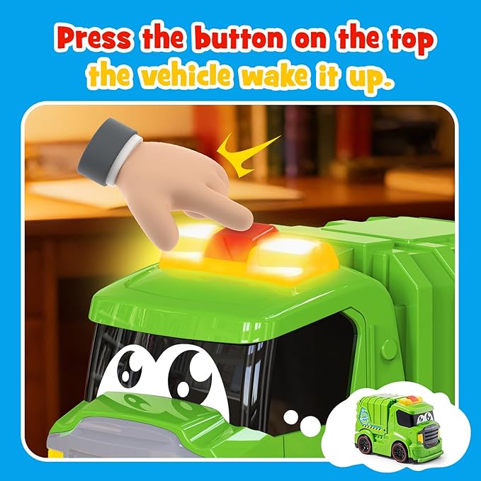 Remote Control Garbage Truck Toys for Toddlers 1-3 with Lights & Sounds RC Recycling Vehicle for Kids 3-8 Durable Waste Management Trash Truck for Boys & Girls