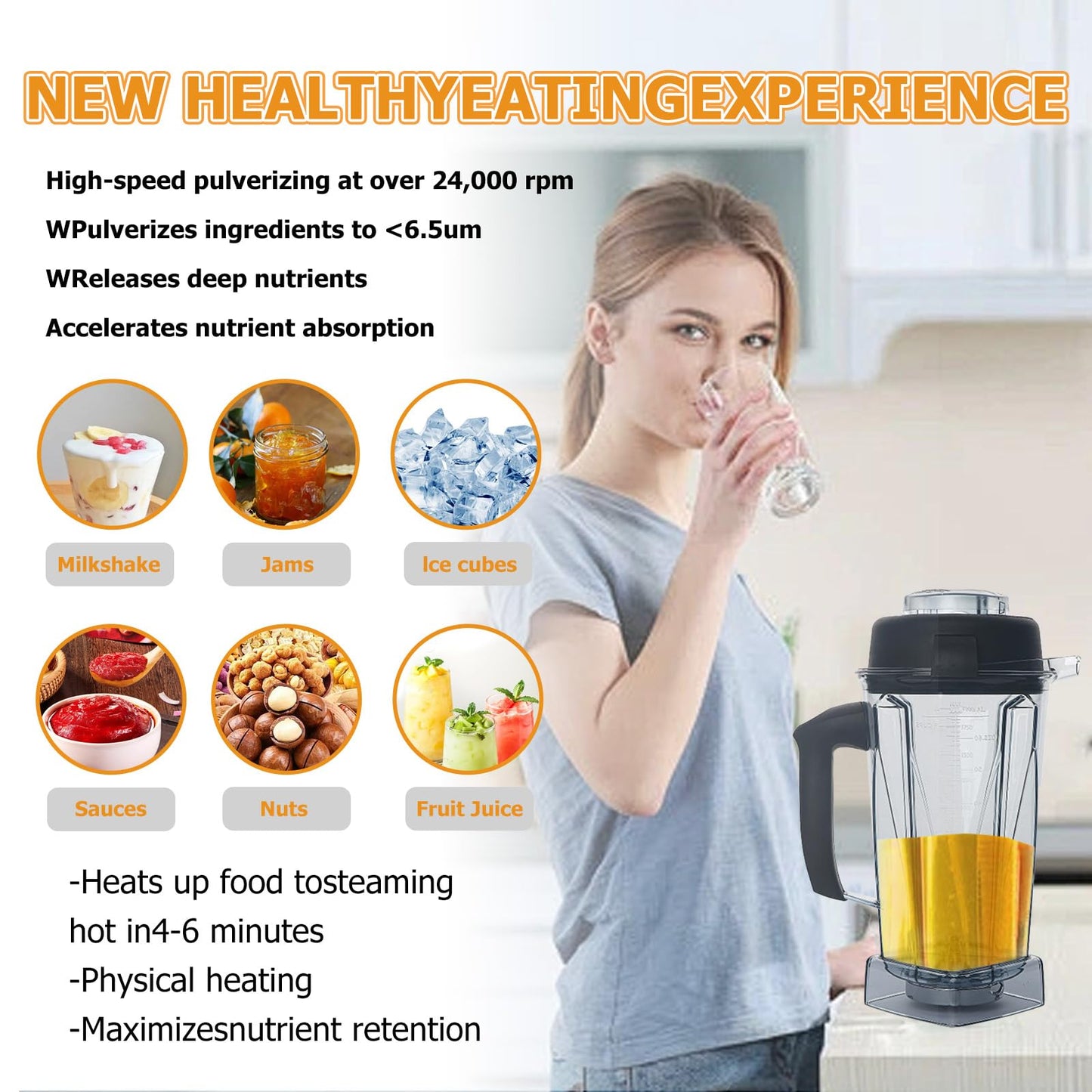 Blender Pitcher 64oz,Replace for Accessories 5200 5000 6500 7500 Pro500 750 Classic/Explorian/Commercial series Container Jar Cup