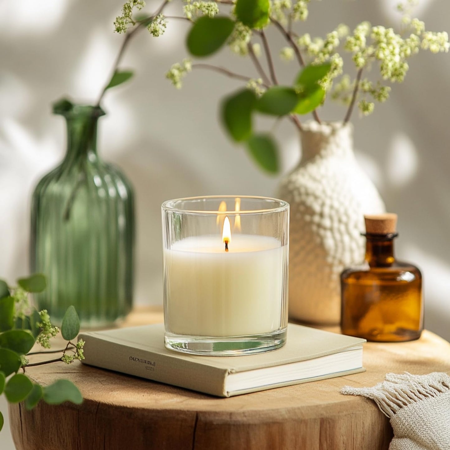 SUPMIND 20 Pack 14 fl.oz Glass Candle Jars - Clear Empty Candle Vassels with Bamboo Lids, Bulk Containers Jars for Making Candles 12 14 fl.oz