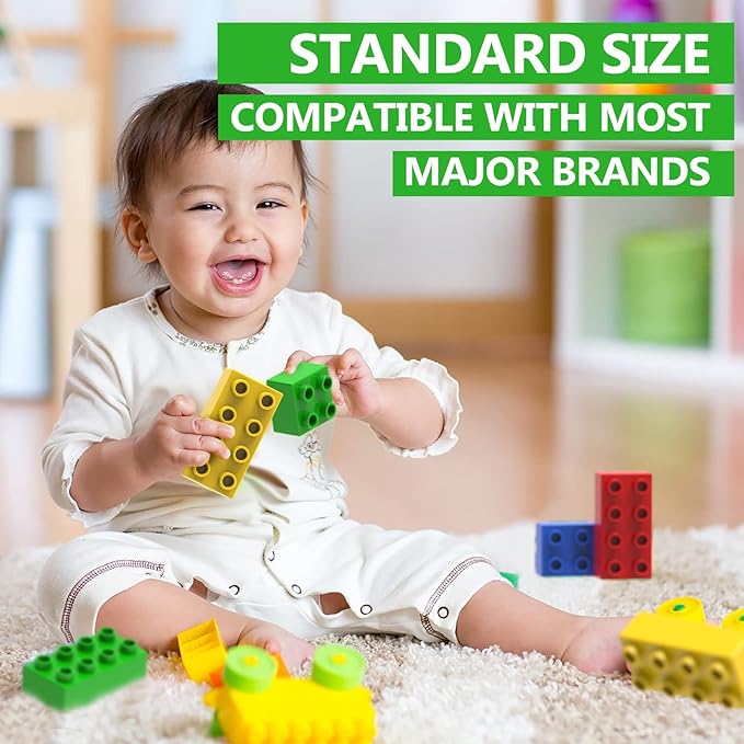 100 Pcs Jumbo Building Blocks Set for Toddlers (80 Square & 20 Rectangle) | Compatible Big Construction Bricks in 5 Colors | Kids Ages 3+ STEM Toy