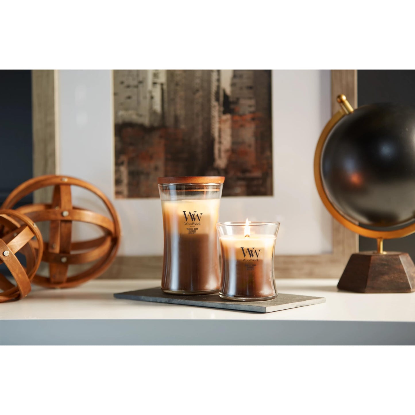 WoodWick Café Sweets Trilogy Holiday Candle Gifts for Women and Men, 21.5 oz Large Hourglass Trilogy Candle with Crackling Wick