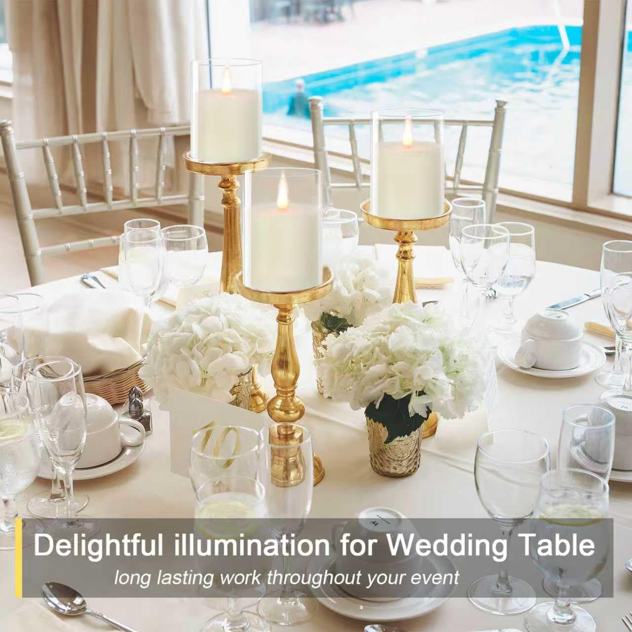 TECHLONG Glass Flameless Candles with Remote Timer, 3D Moving Flame Flickering, Last 600+ Hours Battery Candles, Real Wax LED Votive Candle for Festival Wedding Home Party Decor, 3" x 4"