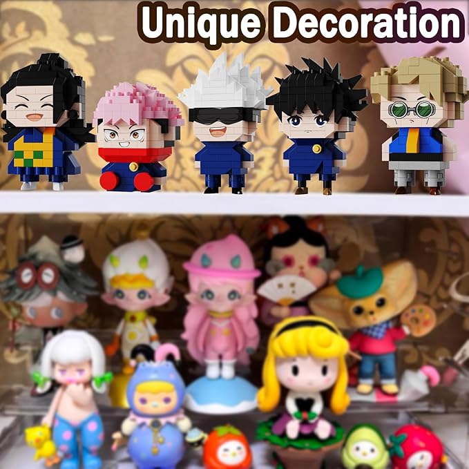 5 JJK Jujutsu Battle Figures Building Blocks Set 2IN1 Sitting&Standing Cute Popular Spell Kaisen Characters Brick Micro Headz Japanese Manga Merch Ideal Valentine's Day Gift for Adult Teen 961PC