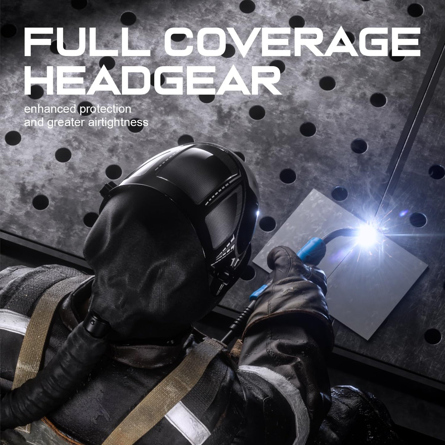 ANDELI Welding Helmet with Respirator,99.95% PAPR Filtration Efficiency Panoramic 180° Large Viewing Powered Air Purifying Respirator Auto Darkening Welding Helmet with Light