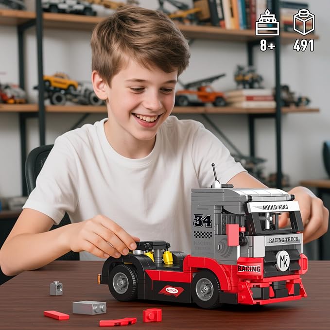 Mould King 24085 Technik Racing Truck Building Set – Classic Semi Truck Model Toy MOC 491PCS Static Display Kits for 8 Teens & Adult Collectors