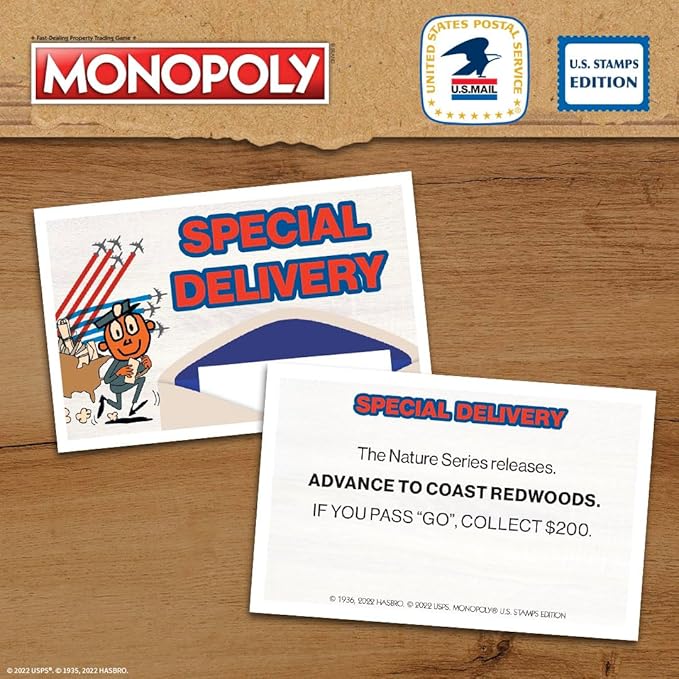 Monopoly: U.S. Stamps Edition | Buy Sell Trade Iconic & Collectible USPS Stamps | Classic Monopoly Game | Officially-Licensed United States Postal Service Merchandise