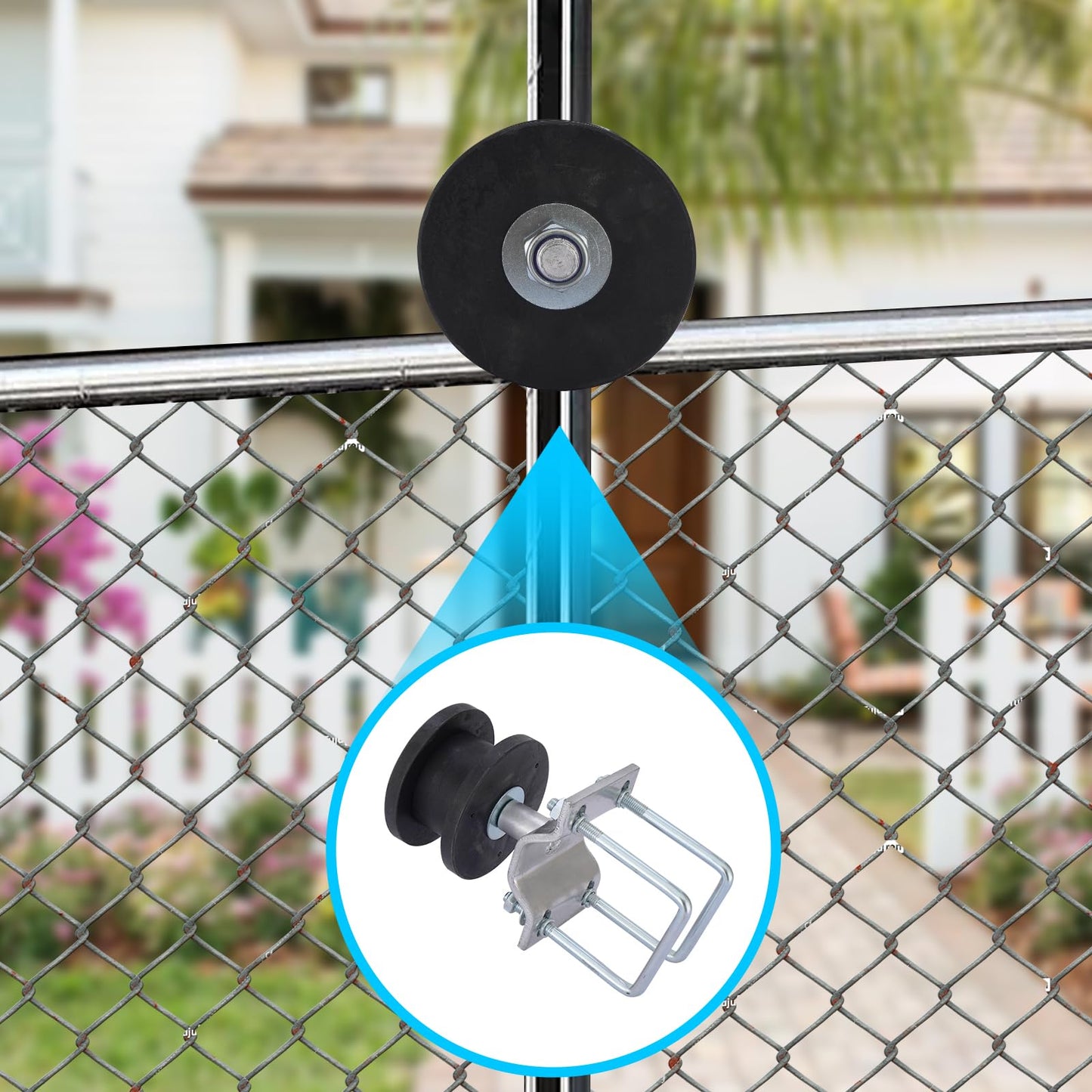 Sliding Gate Rollers for Chain Link Fence, Nylon Cantilever Gate Rollers for 4" Square Post, Fits 2" Gate Frames, Sliding Gate Kit Hardware, Pack of 4