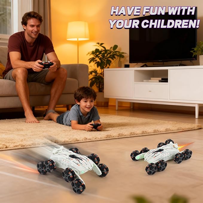 8 Wheels Gesture Sensing RC Stunt Car for Kids - Birthday Gifts for 6 7 8 9 10 11 12+ Years Old Remote Control Off-Road Vehicle 360 Degree Flips & Lights & Spray Fun Toys for Boys Age 6-12