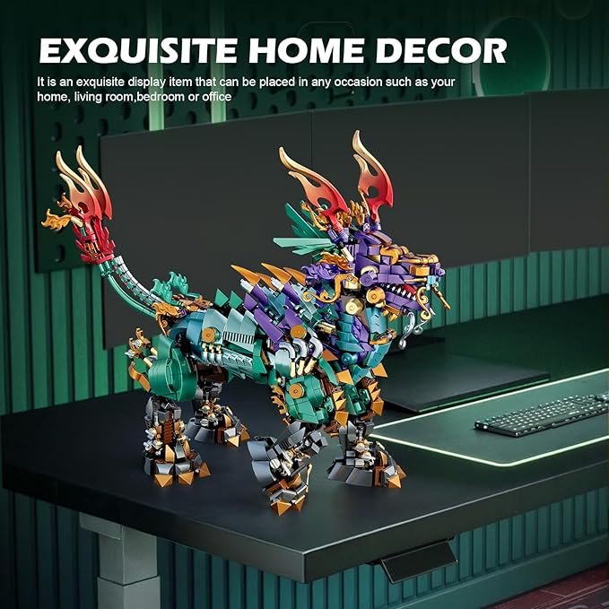 NUTCRACKER Mechanical Kirin Animals Building Block Sets Unicorns Toy Building Set Home Office Collectible Display Model Kit Represents Good Luck Easter Birthday Gift for Adult(1616 Pieces)