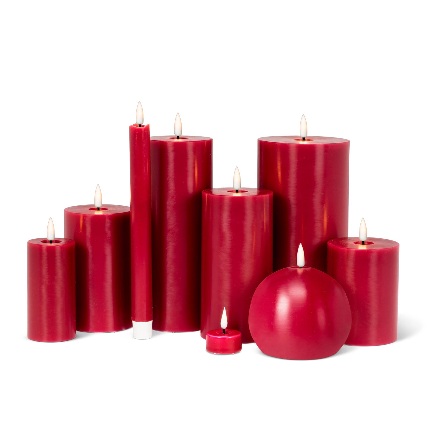 Abbott Collection Wax LED Flameless Ball Candle - Red (4" D)