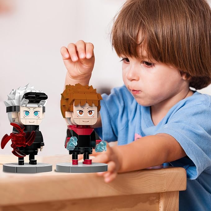 Jujutsu Kaisen - Satoru Gojo & Yuji Itadori Action Figure Buliding Toy Set - (460+ Pcs) Compatible with Lego Brickheadz - Rotatable Arm with Base for Disable - Gift for Anime Fans