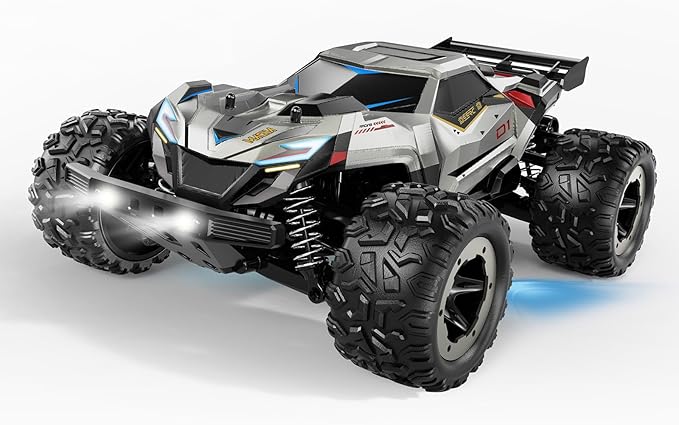 DEERC 308E Brushless Fast RC Cars for Boys & Adults 55KM/H 1:18 Off-Road RC Truck All Terrain 4x4 Racing Mecha Car 50 Mins Waterproof Remote Control Monster Truck Compatible with 3S Battery