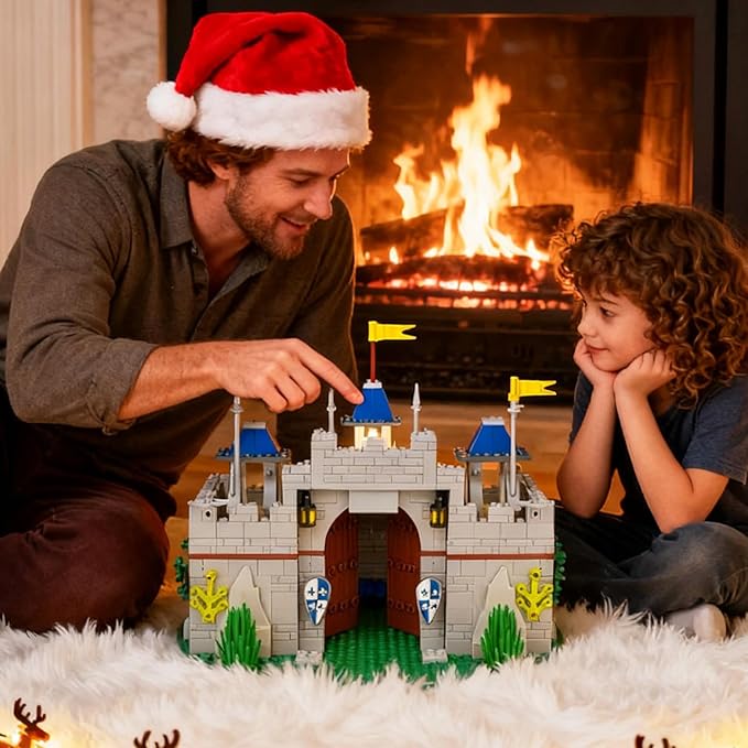 Usoway Medieval Knight Castle Building Blocks SetComes with 12 Knights FiguresCompatible with Lego Medieval Town Square Toysfor Adult and Children Ages 6+ 607016