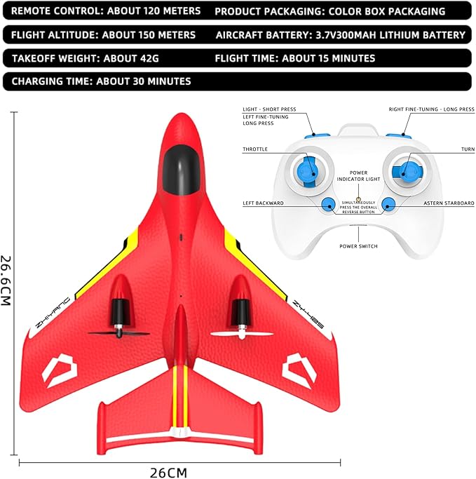 Remote Control Wireless Airplane Toy Gravity Gliders Airplane With Lights Rc Plane For Water Land & Air Rc Float Plane 2.4G 2 Channels Rc Remote Control Fighter Model Toy For Adults Kids (Blue