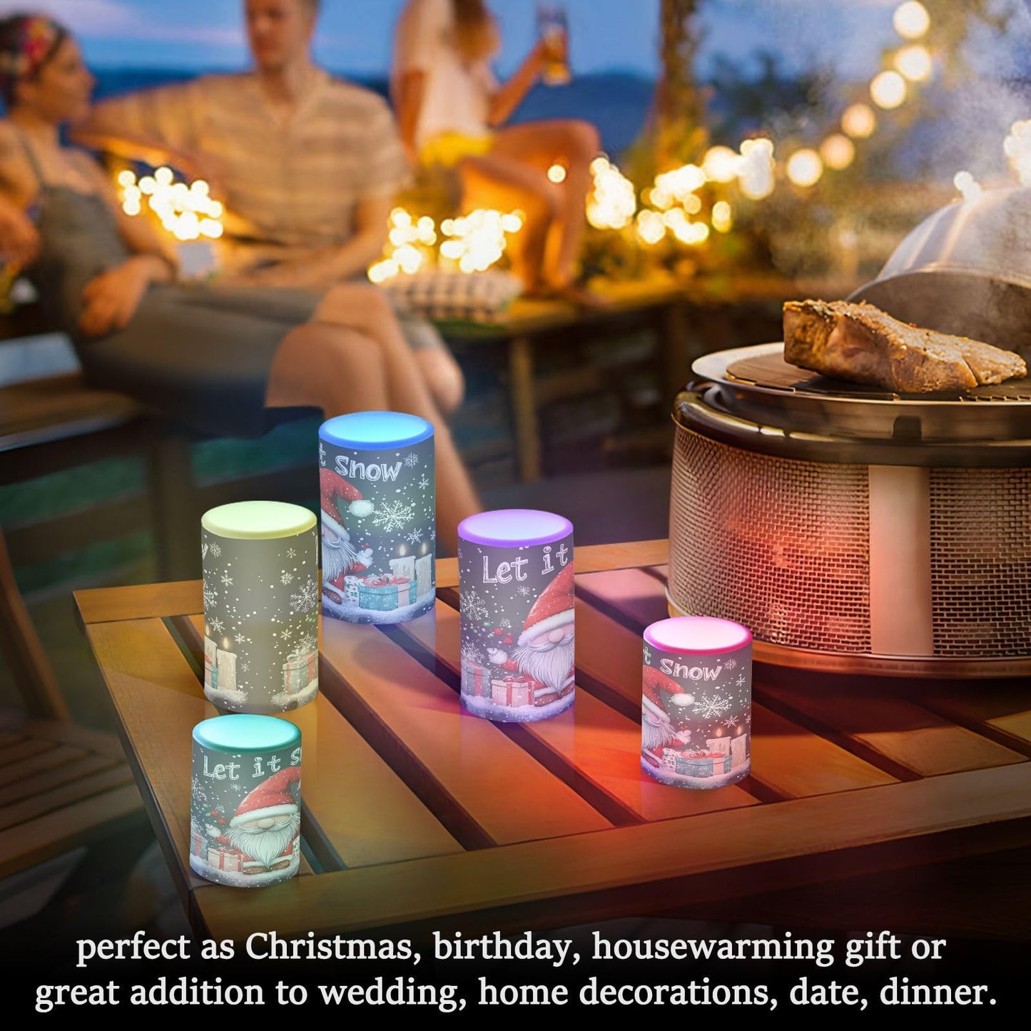 Eionryn Christmas Gnome Gift Candle Flameless Candles Battery Operated LED Candles with Remote Timer Electric Candles for Home Party Decor 2pcs
