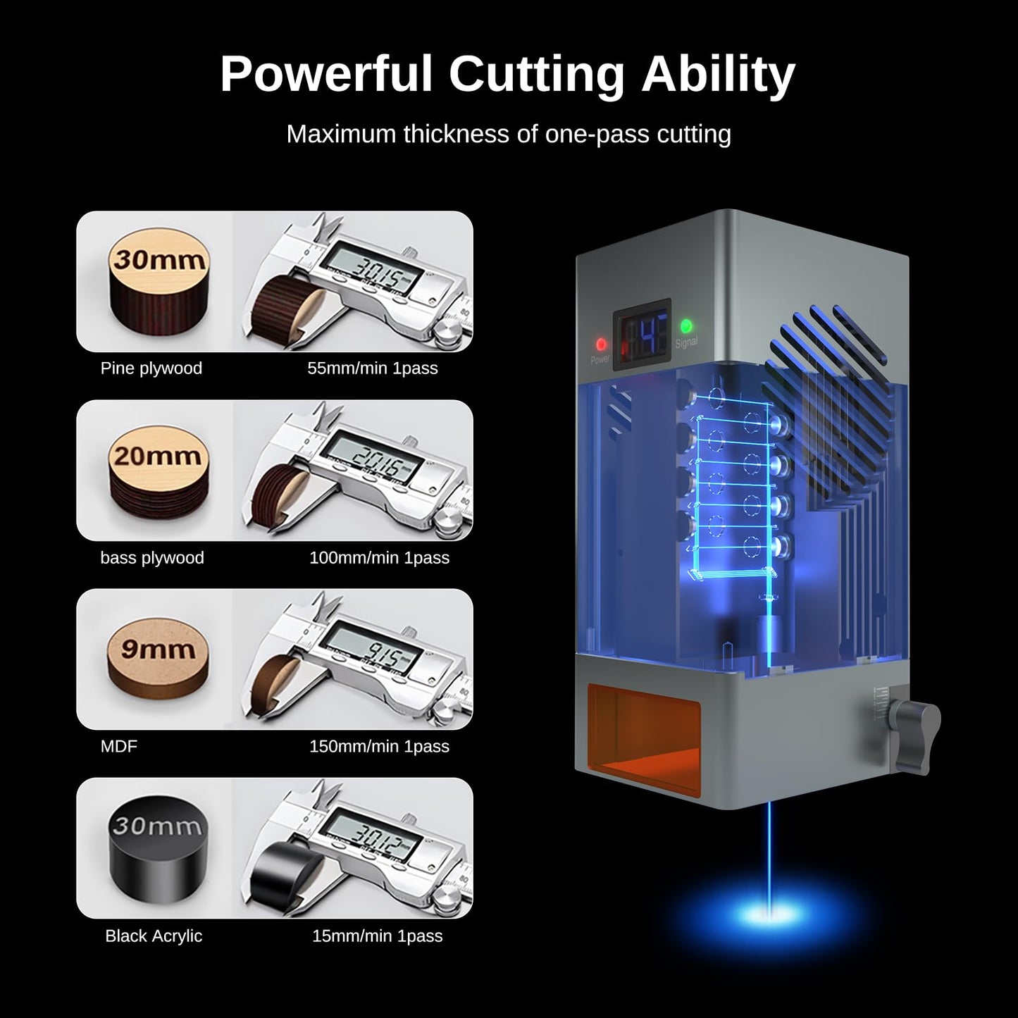 LASER TREE Laser Engraver, 40000mW(40W)Output Power Laser Engraver Machine, High Precision Laser Cutter and Engraver for Wood & Metal Paper Acrylic Glass Leather etc, Class 4 (Basic)