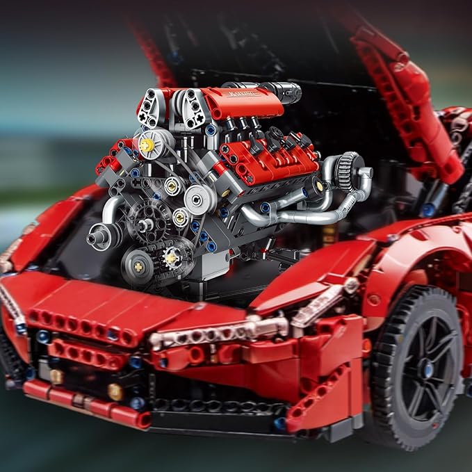 V8 Engine Model Kit That Work - 8-Cylinder Visible Engine Building Blocks Set with Motor LED Light & APP Control - Build Your Own Engineering Kit STEM Project for Adults & Kids (660 PCS)