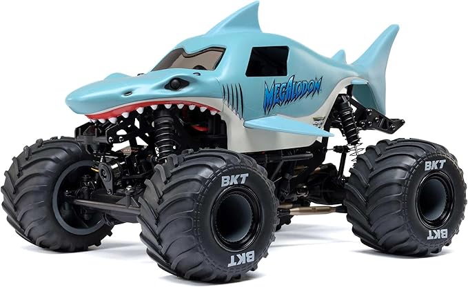 Losi 1/18 Mini LMT Megalodon 2S 4X4 RTR Brushed Monster Truck Battery & Charger Included Blue LOS01026T3