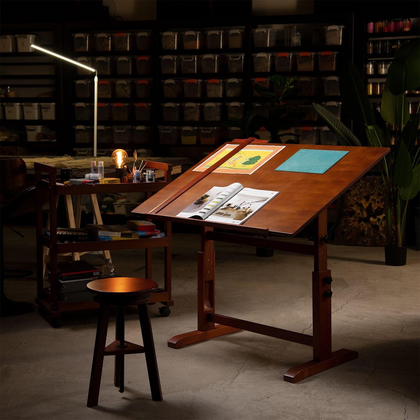 MEEDEN Extra-Large Wood Drafting Table: 42" x 30" Artist Drawing Desk - Height Adjustable Art Craft Table - Tilting Table for Adults Painting Reading Writing Sketching