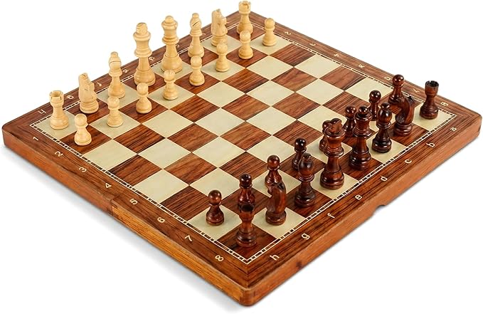 15-Inch Deluxe Chess Set – Foldable Tournament Board with Storage Box & 2 Extra Queens – for Adults Beginners & Chess Lovers