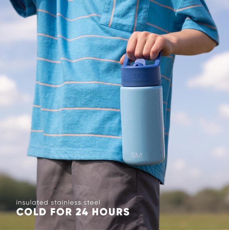 Simple Modern Kids Summit Water Bottle with Straw Lid | CoComelon 14oz Stainless Steel Cup Insulated Tumbler for Toddlers, School | CoComelon Watermelon
