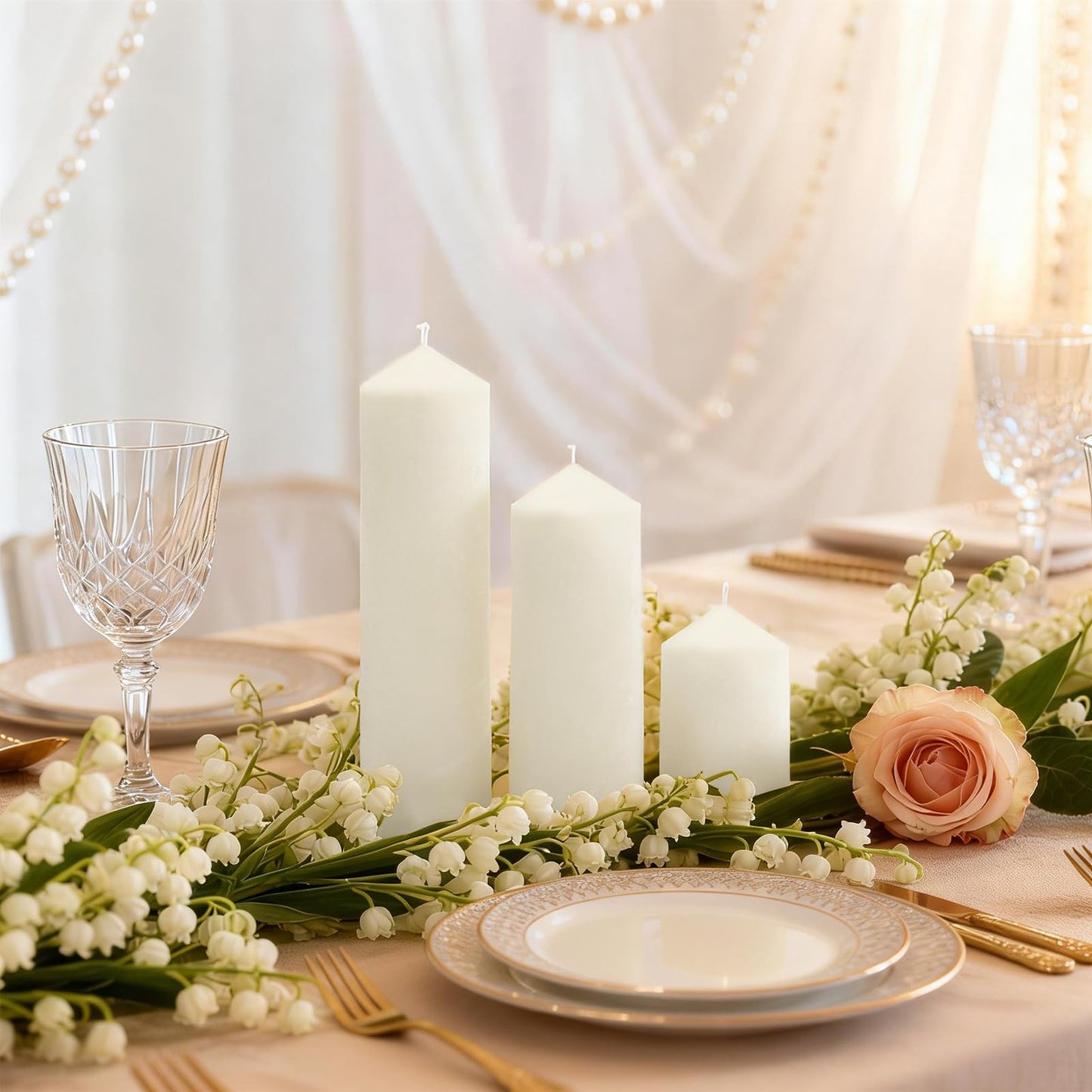 Trxvxo 6 Pcs White Pillar Candles Bulk Set, 3 Different Lengths 2 x 3/6/8 Inch (2 Each), Dripless Unscented Smokeless,Hurricane Candles,Gives You a Better Atmosphere When Organizing an Event Party.