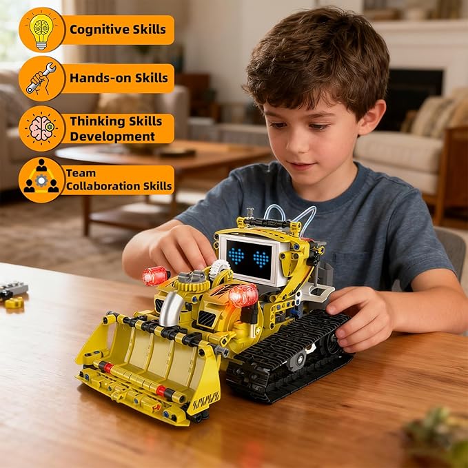 5-in-1 Programmable Robot Building Block Set for Kids Age 6 7 8 9 10 11 12-14 with APP or Remote Control & LED Display Screen STEM Educational Gift for Teen Boys and Girls (660PCS)