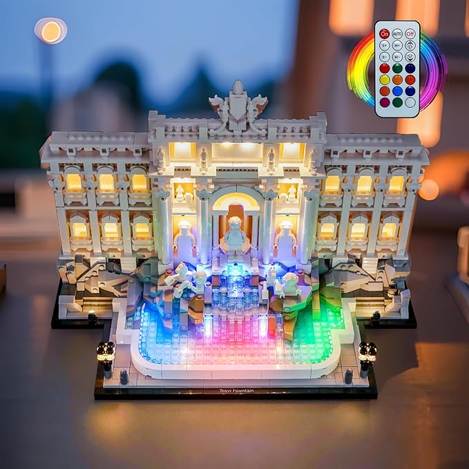 BrickBling LED Lighting Only Compatible with Lego Trevi Fountain Compatible with Lego Architecture Rome 21062 Not Come with Model (RGB RC Version Light)