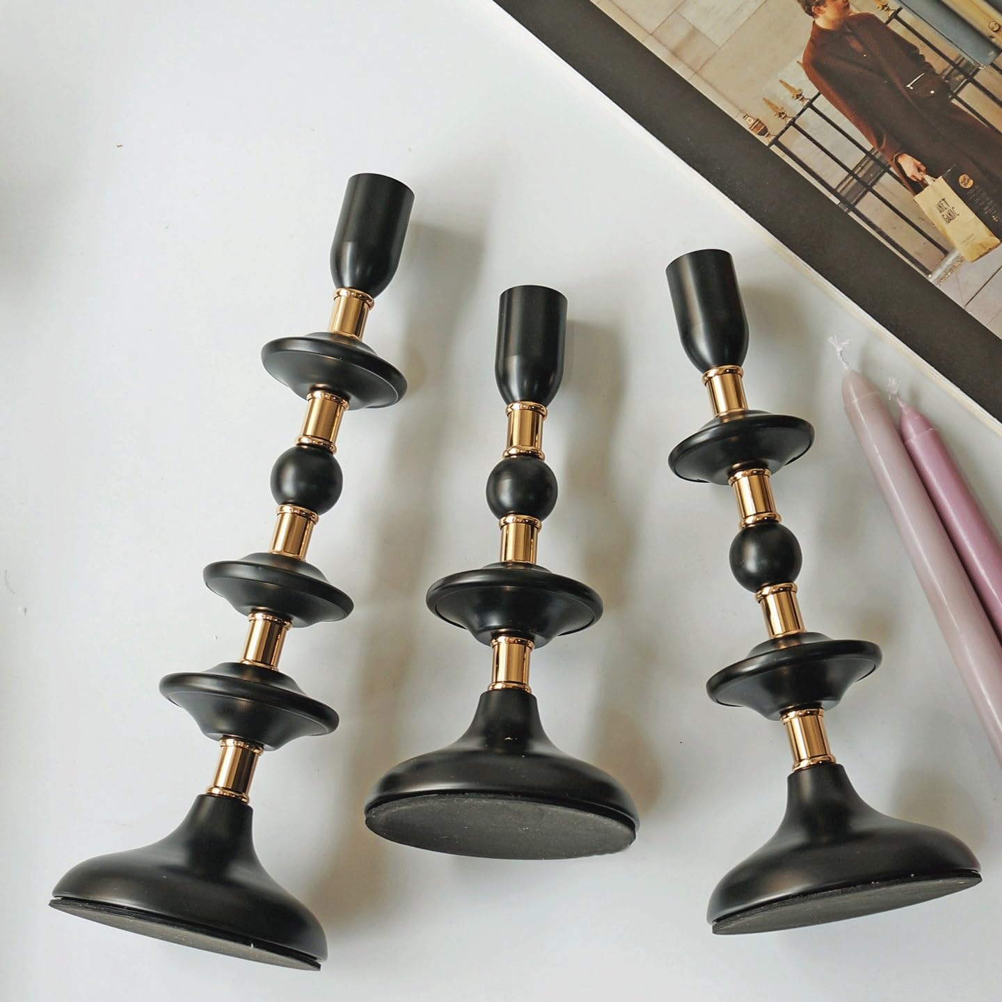 YUHUAWF Candle Holderss Candlestick Iron Decorative Ornament Candle Pedestal Candle Holders for Dinner Room Table Decorative Candlestick(Medium)