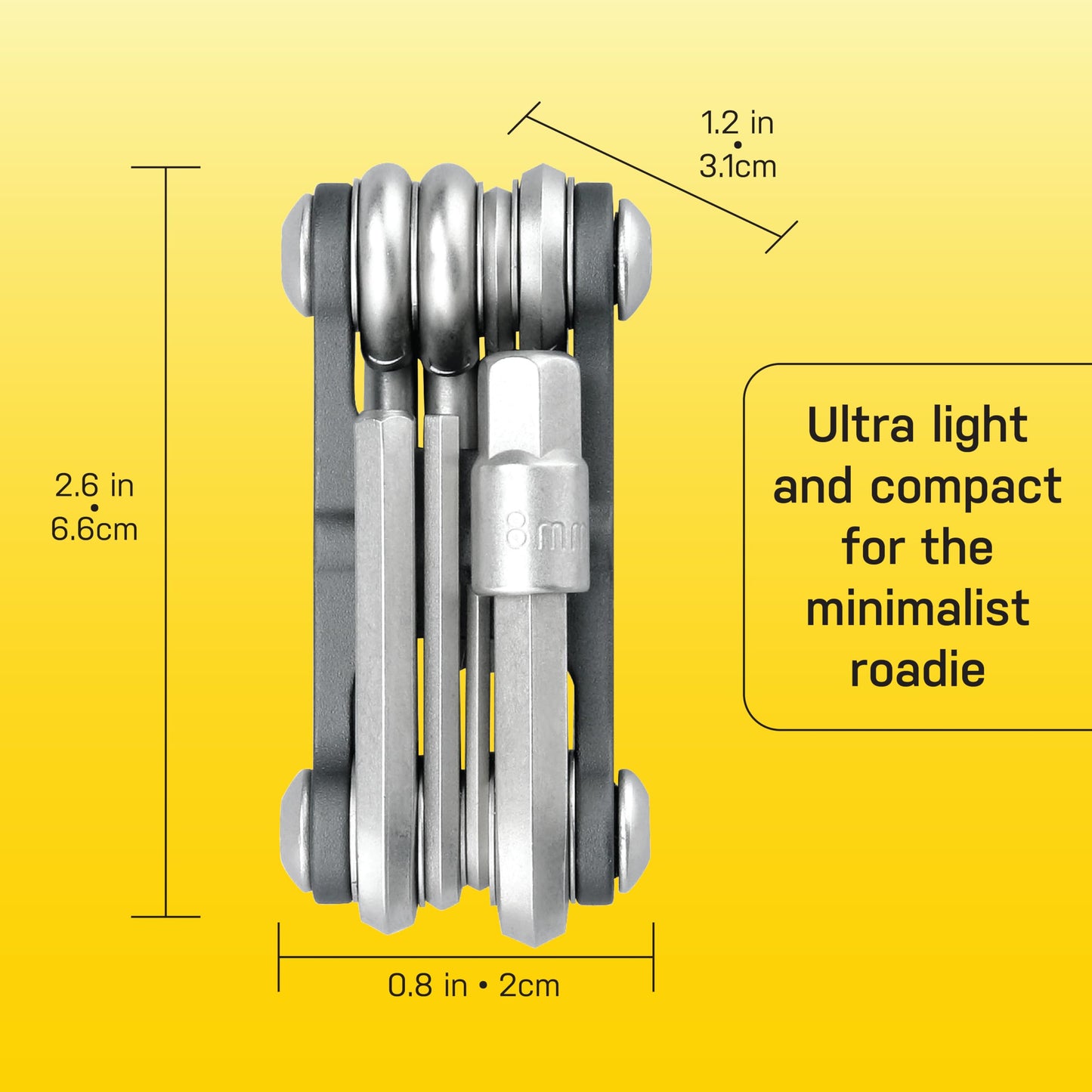 Topeak The Mini 9-Function Bicycle Tool - TT2409 , Black/Silver, L x W x H 6.6 x 3.1 x 2cm / 2.6” x 1.2” x 0.8”