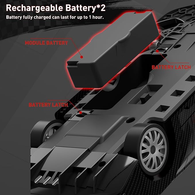 1:20 RC Drift Car for Kids4WD 2.4GHz 30KM/H High Speed Remote Control Car Racing Sport Toy Car with LED LightsDrifting Tires&2 Batteries (Red 01)