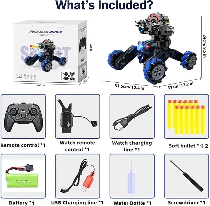RC Tank that Shoots Gesture Sensing RC Tank 2.4GHz Battle Soft Bullets Hand Control Car Drift Remote Control Trucks for Boys & Girls 8-12 Remote Control Tank with Light Music