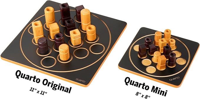Quarto Mini | Mensa Select Winner | Travel-Friendly Version of The Wooden Abstract Strategy Game for Kids & Adults | Family Game Night Favorite | Ages 8+ | 2 Players | 15 Min