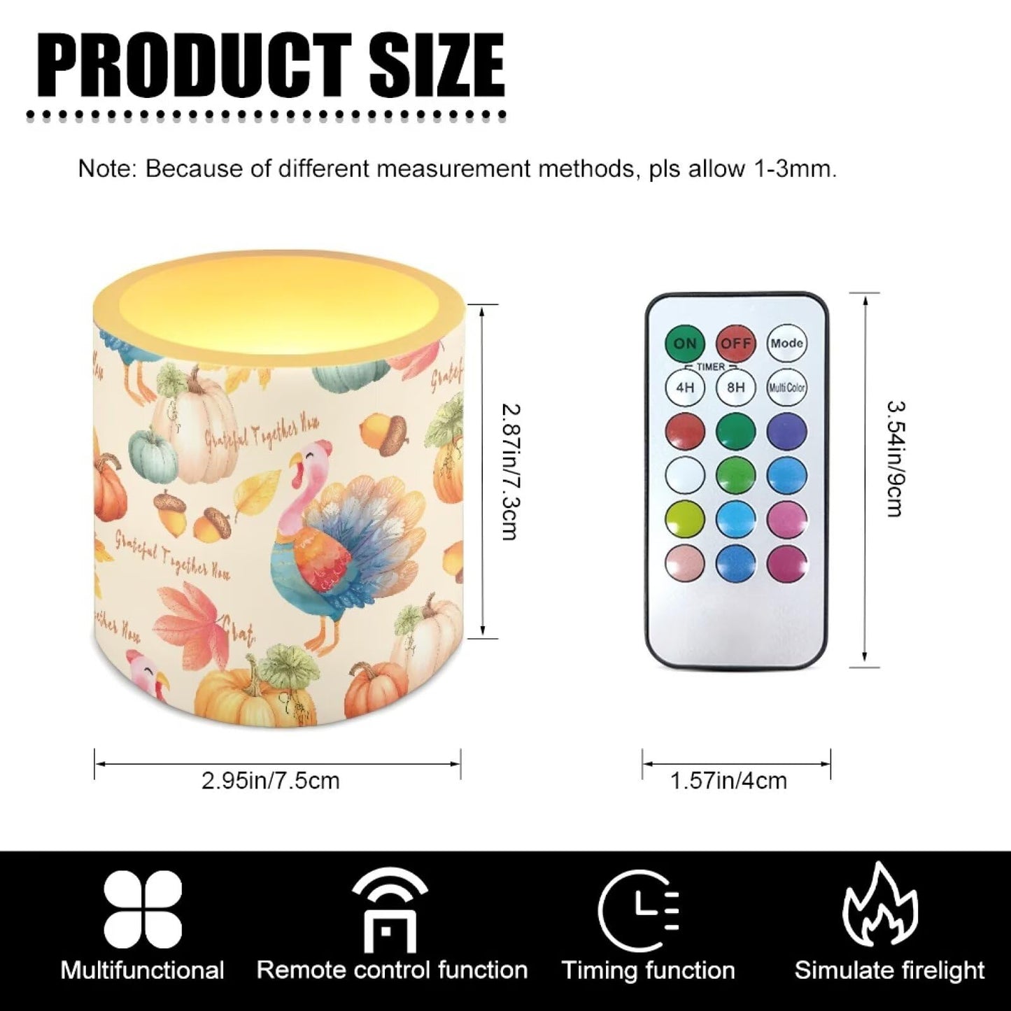 Cozeyat Fall Scene LED Candles Set of 4 Battery Powered Flameless with Remote Timer Dancing Flame Waterproof for Home Garden Table Decor