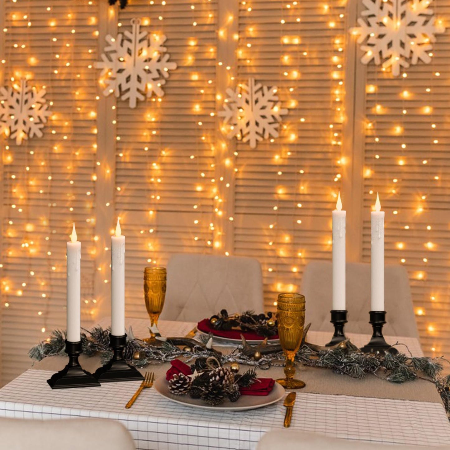 Wondise Flameless Window Candles with Timer & Remote, Battery Operated LED Flameless Flickering Holiday Candles with Removable Holder and Suction Cups for Christmas Thanksgiving Home Decoration