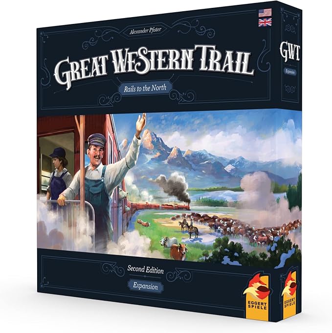 Great Western Trail 2nd Edition Rails to the North Board Game Expansion - New Adventures Await! Strategy Game for Kids & Adults Ages 12+ 1-4 Players 75-150 Min Playtime Made by Eggertspiele
