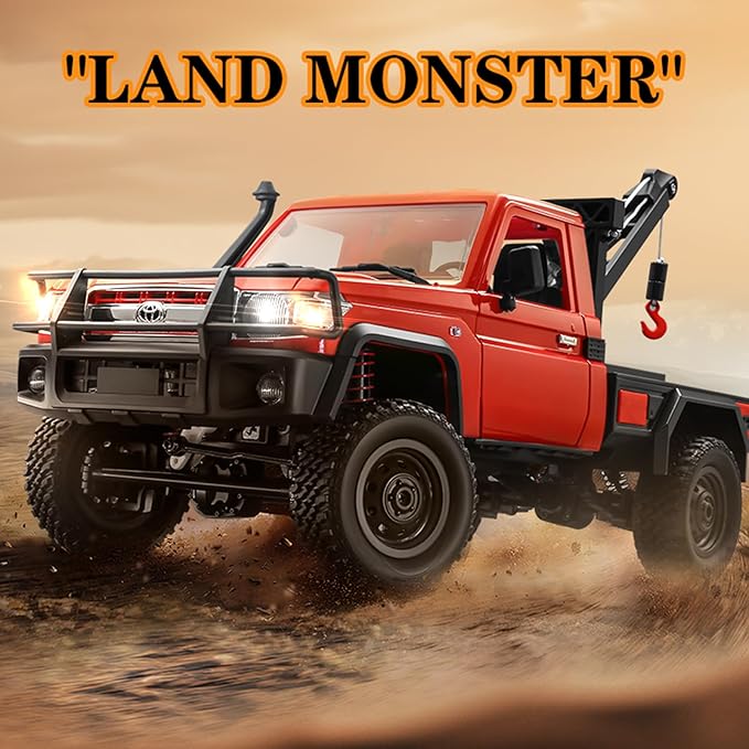 MN82T RC Rock Crawler Car 1/12 Scale Toyota Pickup Truck 2.4GHz 4WD Off-Road Remote Control Truck 2-Speed Modes 2×1200mAh Batteries All-Terrain Crawler for Adults Kids Indoor Outdoor (whth Gift)