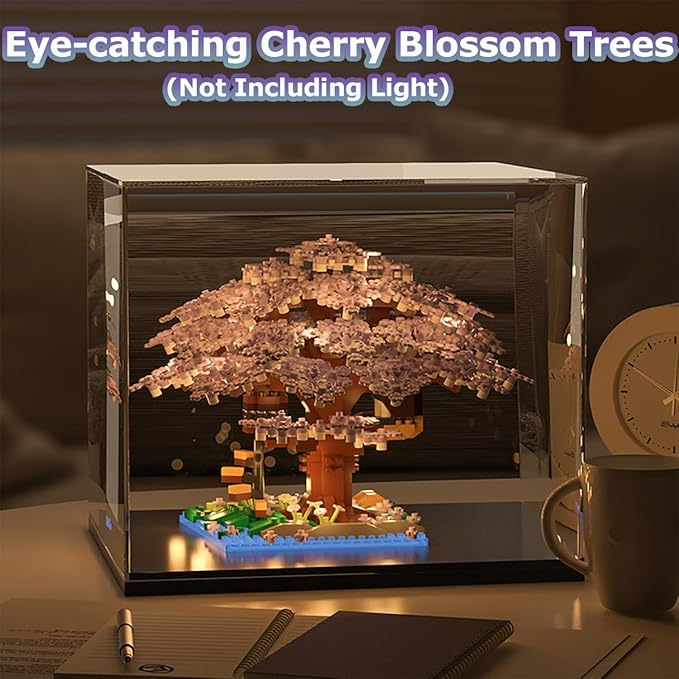 Beego 2 Bonsai Tree Cherry Blossom Building Toy Not Compatible with Lego Japanese Sakura Pink&Purple Flower House Building Micro Bricks Tree House Botanical Collection for Adults Teen (2201 PCS