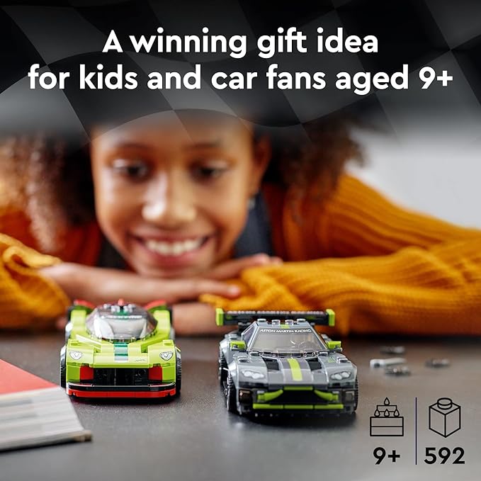 LEGO Speed Champions Aston Martin Valkyrie AMR Pro & Vantage GT3 2 Collectible Model 76910 - Race Car and Toy Set Includes 2 Driver Minifigures Great Gift for Boys Girls and Teens Ages 9+