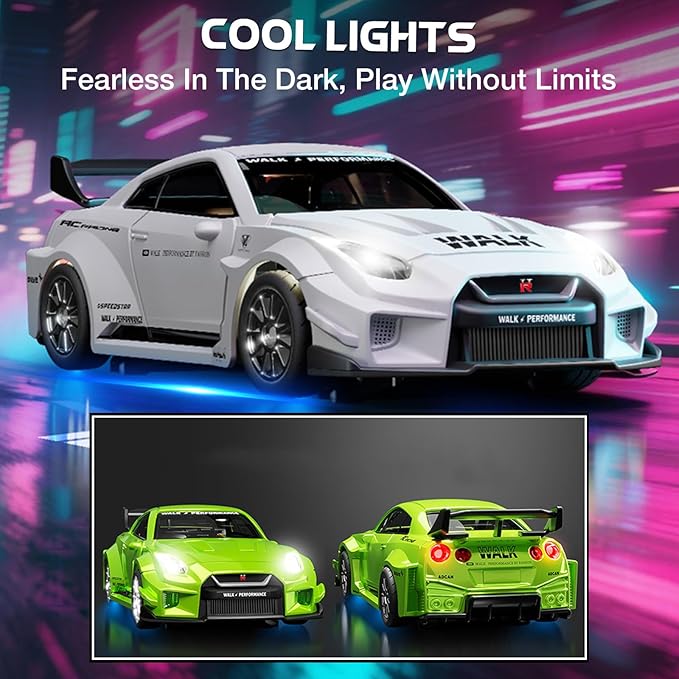1/43 Scale RC Drift Car Mini 911 RC Model Car 2.4GHz 4WD RC Alloy Vehicles with Gyro & LED Lights for Adults Hobby Toys (Blue)