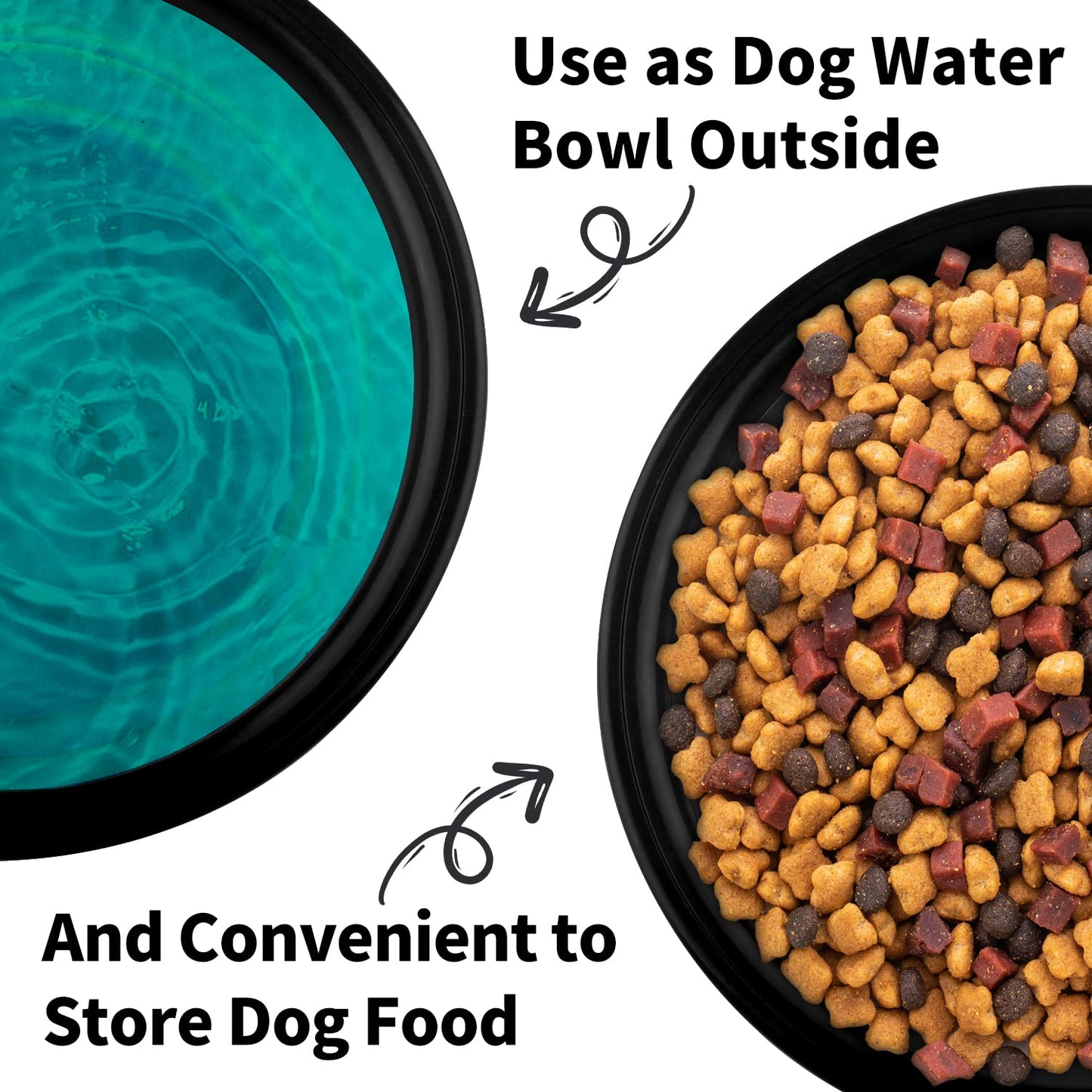 Collapsible Dog Bowls-2 Pack Large Size for Large/Medium Dogs, Dog Travel Water Bowl, Dog Cat Portable Water Bowl, Dog Pet Feeding Watering Dish Outdoor Hiking Parking Traveling with 2 Carabiners
