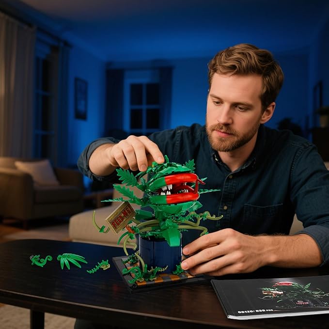 Horrors Piranha Plant Building Block Set (838pcs) Compatible with Lego Audrey 2 Movable Design & Feed Me! SignWicked Style Decor Gift for Adult Kids 8-14 & Tv Film Fans for Halloween/Chri
